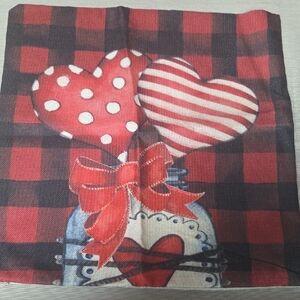 Buffalo Plaid Heart Patterned Valentines 18x18 Pillow Cover